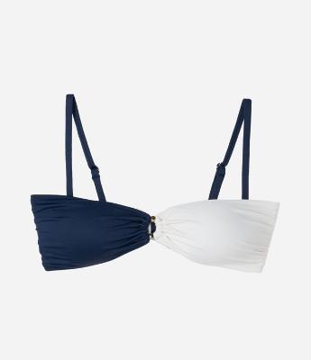 Biquíni Top Bandeau em Microfibra Bicolor com Aviamento no Busto