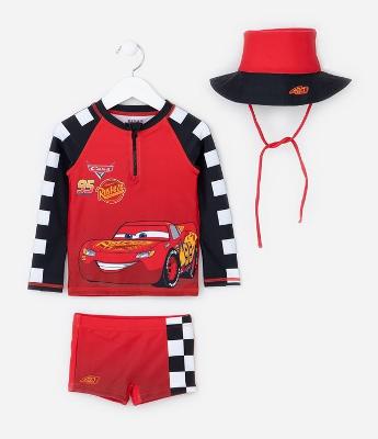Conjunto Infantil com Proteção UV e Estampa Carros- Tam 1 a 4 Anos