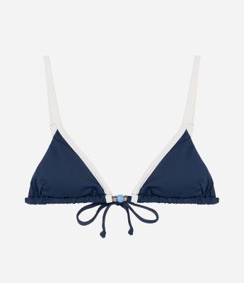 Biquíni Top Cortininha em Microfibra com Viés Contrastante e Aviamentos