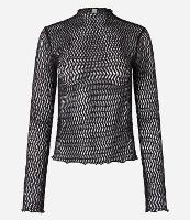 Blusa em Renda Furadinha com Gola Alta Frufru - 1