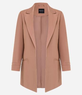 Blazer Oversized Alongado em Alfaiataria com Pregas no Punho