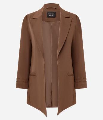 Blazer Oversized Alongado em Alfaiataria com Pregas no Punho