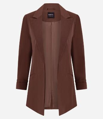 Blazer Oversized Alongado em Alfaiataria com Pregas no Punho