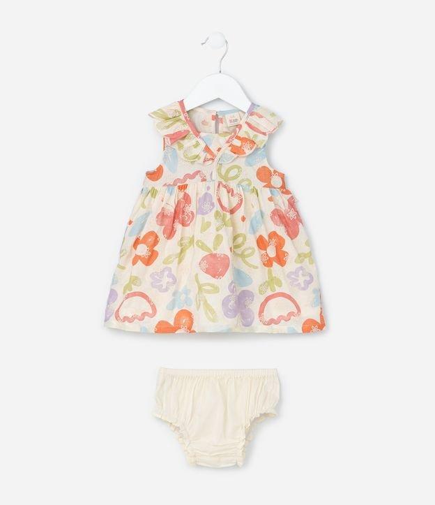 Vestido Infantil em Tricoline com Babadinhos e Calcinha - Tam 3 a 18 meses - 1