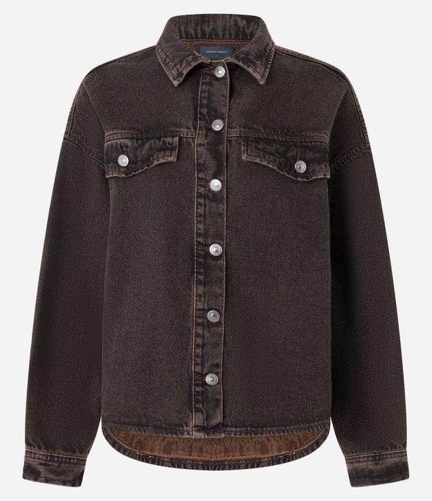 Jaqueta Western Trucker em Jeans com Efeito Sobretinto - 1