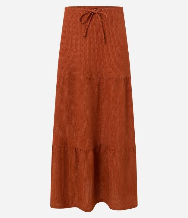 Saia Godê Longa Texturizada com Amarração e Recortes - 1