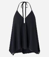 Blusa Alongada em Chiffon Frente Única co Aviamento - 1