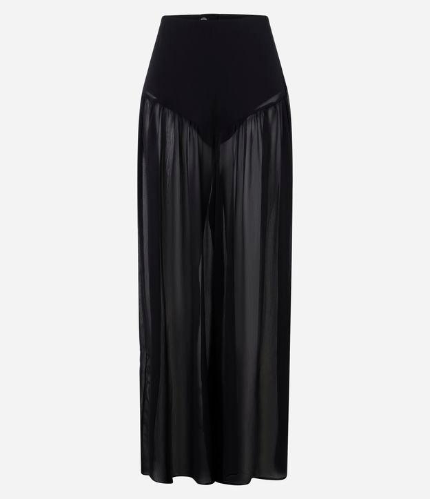 Calça Pantalona em Chiffon com Forro Curto - 1