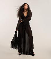 Calça Pantalona em Chiffon com Forro Curto - 2