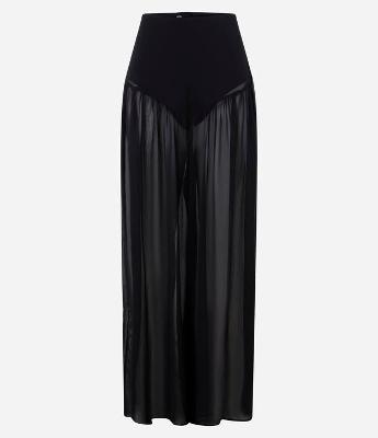 Calça Pantalona em Chiffon com Forro Curto