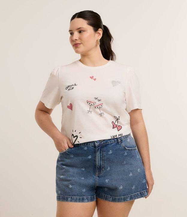 Short Jeans com Estampa de Lacinhos Curve & Plus Size - 3