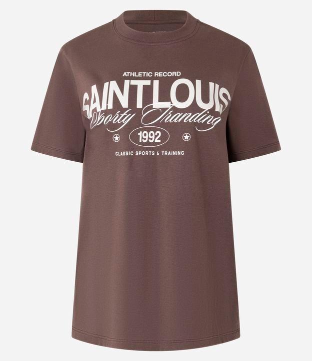 Camiseta Alongada em Algodão com Lettering Saint Louis - 1