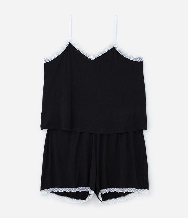 Pijama Short Doll com Renda Contrastante Curve & Plus Size - 1