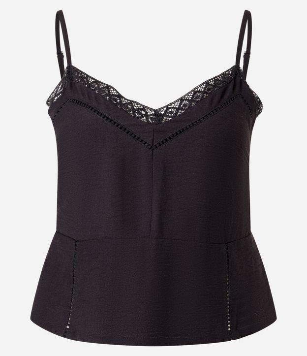 Blusa Bata em Tricoline com Renda no Busto - 1