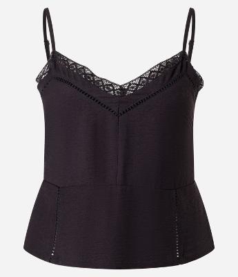 Blusa Bata em Tricoline com Renda no Busto