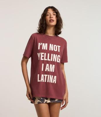 Camiseta Alongada em Algodão com Estampa em Lettering