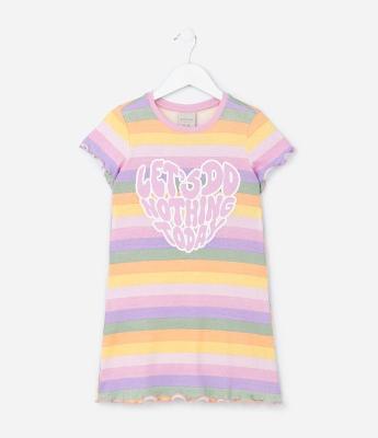 Camisola Infantil em Ribana com Estampa de Listras e Lettering com Formato de Coração - Tam 5 a 14 Anos