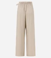 Calça Reta em Viscose com Linho e Amarração Lateral - 1