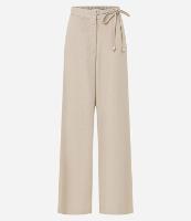 Calça Reta em Viscose com Linho e Amarração Lateral - 2