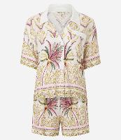 Pijama Short Doll Americano em Tricoline com Estampa Tropical - 1