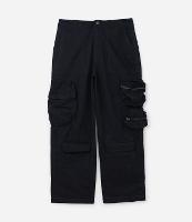Calça Super Baggy em Sarja com Bolso Cargo com Fechamento por Zíper - 1