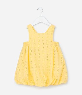 Vestido Balonê Infantil em Laise Texturizado - Tam 1 a 6 Anos