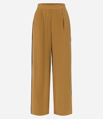 Calça Reta em Liocel com Contraste na Lateral