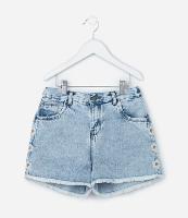 Short Infantil Jeans com Bordado Floral -  Tam 5 a 14 Anos - 1
