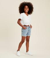 Short Infantil Jeans com Bordado Floral -  Tam 5 a 14 Anos - 2