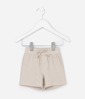 Bermuda Infantil com Textura Waffle - Tam 0 a 18 meses
