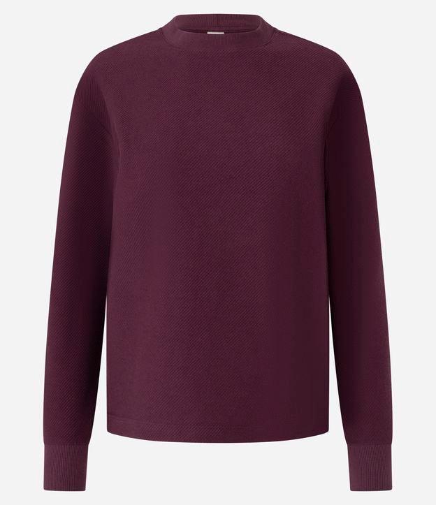 Casaco em Moletom com Efeito de Sarja e Gola Redonda - 1