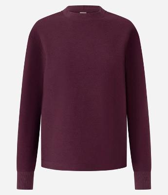 Casaco em Moletom com Efeito de Sarja e Gola Redonda