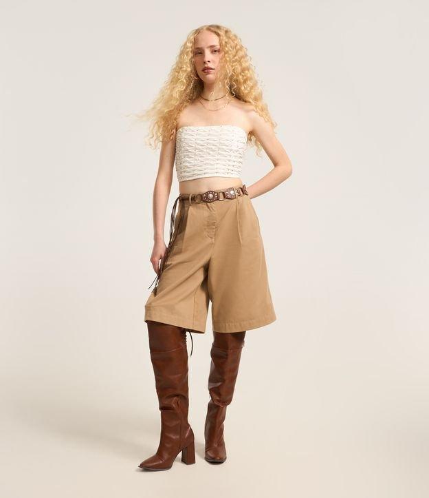 Bermuda Jorts em Sarja Alfaiatada com Pregas - 1