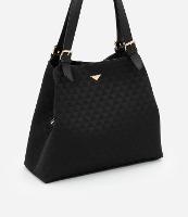 Bolsa Hobo Grande com Textura Embossed Jacquard e Triângulos - 1