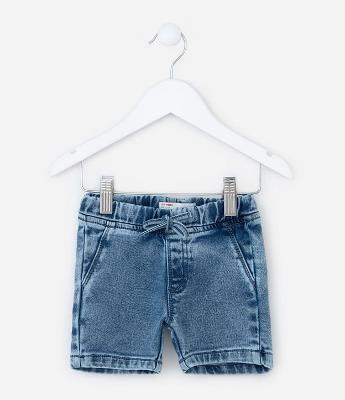 Bermuda Infantil Jeans Marmorizada - Tam 0 a 18 meses
