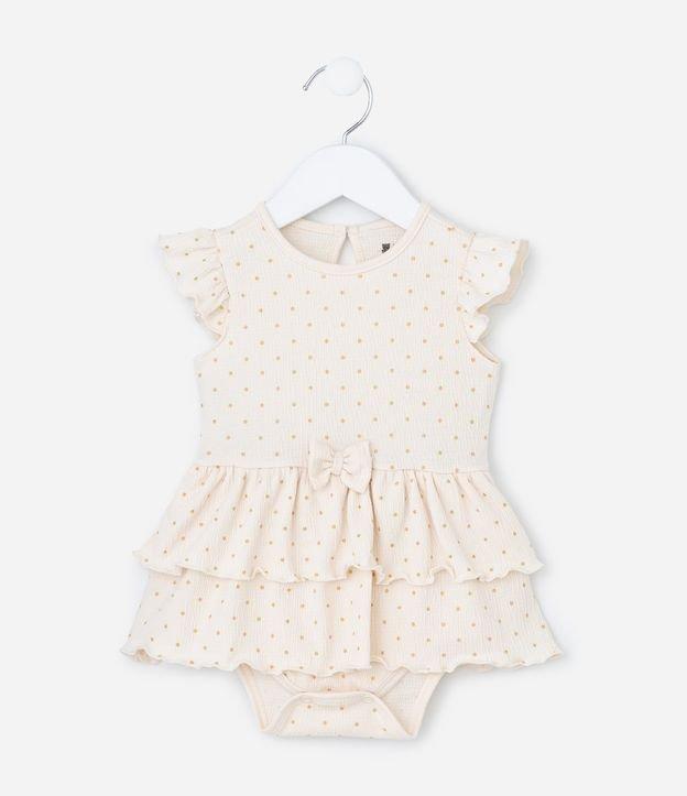Vestido Body Infantil com Textura e Estampa Poá - Tam 0 a 18 meses - 1