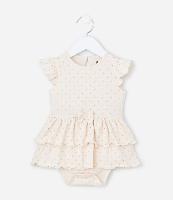 Vestido Body Infantil com Textura e Estampa Poá - Tam 0 a 18 meses - 1