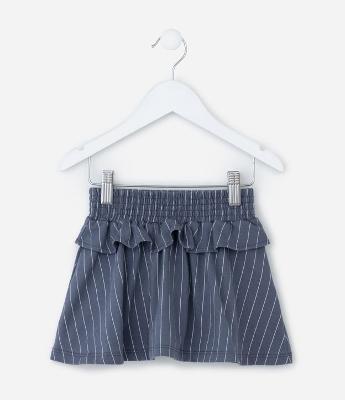 Saia Infantil com Babado e Estampa Risca de Giz - Tam 1 a 6 Anos