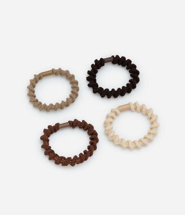 Kit 04 Elásticos de Cabelos Seamless com Textura Parafuso e Detalhe de Miçanga - 1