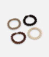 Kit 04 Elásticos de Cabelos Seamless com Textura Parafuso e Detalhe de Miçanga - 1