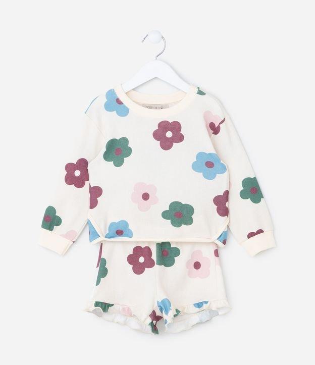 Conjunto Infantil Texturizado Estampa Floral - Tam 1 a 5 Anos - 1