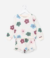 Conjunto Infantil Texturizado Estampa Floral - Tam 1 a 5 Anos - 1