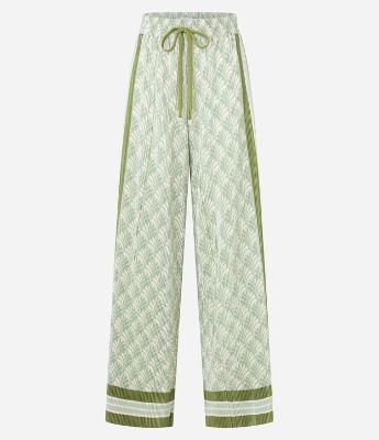 Calça Pantalona com Cordão no Cós e Listras Laterais