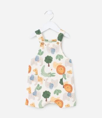 Jardineira Infantil com Estampa Bichinhos - Tam 0 a 18 meses