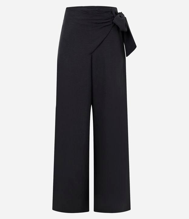 Calça Pantalona Alfaiataria com Sobreposição e Amarração Lateral - 1