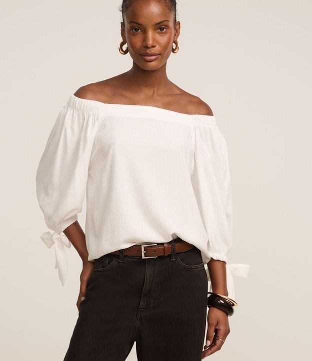 Blusa Alfaiatada em Viscose com Amarração no Punho - 2