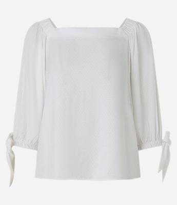 Blusa Alfaiatada em Viscose com Amarração no Punho