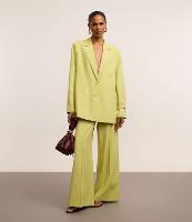 Calça Wide Leg Alfaiatada com Linho e Cinto de Fivela Torcida - 1