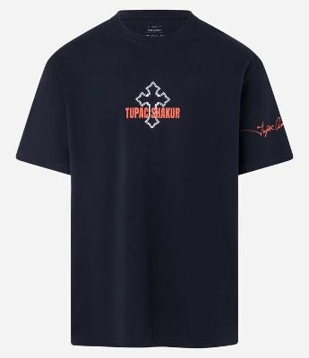 Camiseta Relaxed em Algodão com Estampa de Cruz e Lettering Tupac Shakur