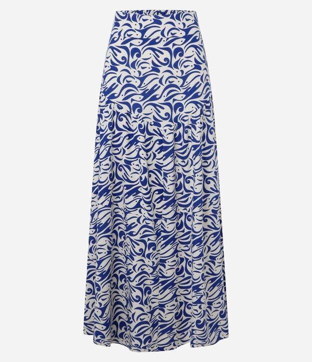 Saia Longa em Viscolinho com Estampa Abstrata - 1